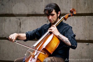 Young male cello player