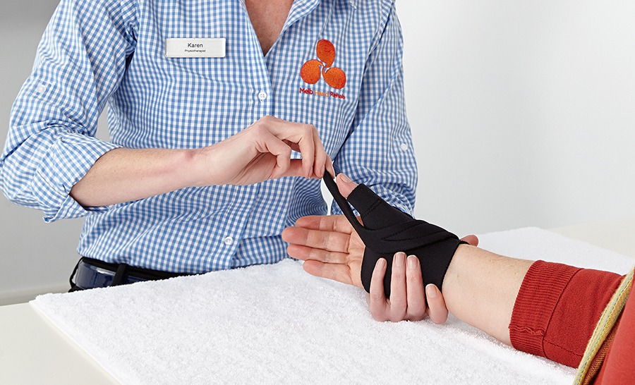 Patient receiving expert hand therapy treatment at Melbourne Hand Rehab