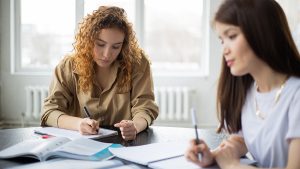 secondary students studying for exams