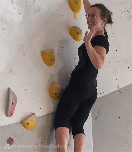 Karen Friesen Hand Therapist at Melbourne Hand Rehab at a bouldering gym