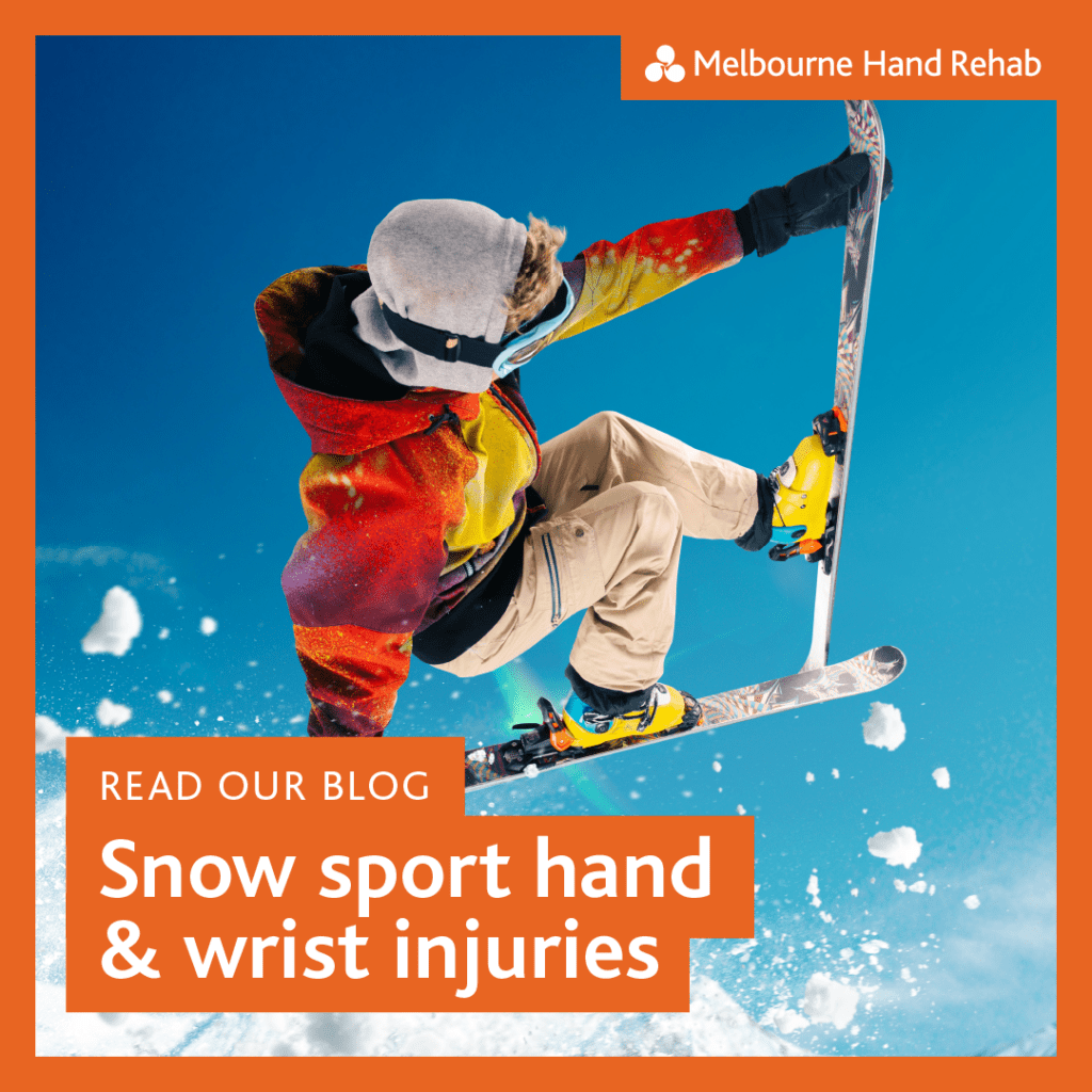 Snow sport hand & wrist injuries. Melbourne Hand Rehab expert hand therapy.