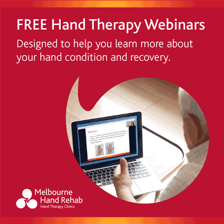 Graphic for FREE Hand Therapy Webinars