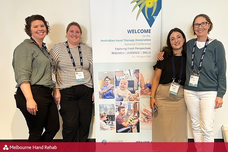 Melbourne Hand Rehab team members at the Australian Hand Therapy Association (AHTA) National Conference 2024